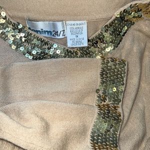 'Denim 24/7' Sequin Cashmera V-Neck Sweater (Plus)